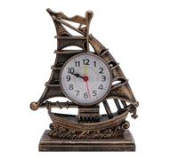 Sailboat Figurine Clock Antique Decorative Easy To Maintain Boat Figurine Time Clock for Home