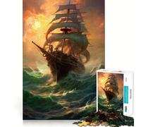 Sailboat in A Storm Jigsaw Puzzles 1000 Pieces for Adults Strengthen Recall Calm Mind Quality Edge Warm Surprise (50x75cm)