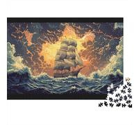 Sailboat in A StormPuzzles 1000 Pieces for Adults for Adults 1000 Piece Puzzle Educational Challenge Games Home DecoratioRolling Clouds And Sharp Lightning