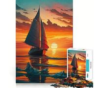 Sailboat in A Sunset 1000 Piece Jigsaw Puzzles for Teenagers Jigsaw Think Toy Together Fun Sharp Cut Art Collectible (38x26cm)