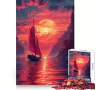 Sailboat in A Sunset Hard Jigsaw Puzzle for Adults 1000 Pieces Fine Logic Toy Calm Fun Neat Edge Thoughtful Gift (50x75cm)