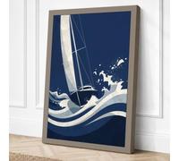 Sailboat in Motion Coastal Canvas Wall Art Print 24x16 Inch (61 x 41 cm)