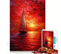 Sailboat in Sunset Ocean 1000 Piece Jigsaw Puzzle for Teenagers Strong Logic Toy Serene Time Clear Edge Creative Gift (50x75cm)