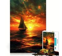 Sailboat in Sunset Ocean 1000 Piece Jigsaw Puzzles for Teenagers Jigsaw Think Toy Together Fun Sharp Cut Art Collectible (38x52cm)