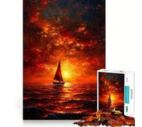 Sailboat in Sunset Ocean 1000 Piece Jigsaws for Adults Puzzle Boost Recall Anxiety Relief Accurate Edge Xmas Surprise (50x75cm)