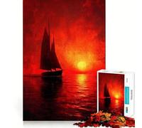 Sailboat in Sunset Ocean 1000 Pieces Jigsaw Puzzles for Adults Fine Logic Toy Leisure Time Neat Edge Art Collectible (50x75cm)