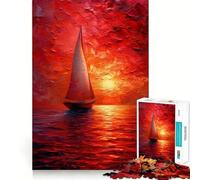 Sailboat in Sunset Ocean 1000 Pieces Jigsaw Puzzles for Adults Improve Memory Peaceful Fun Sharp Edge (38x26cm)