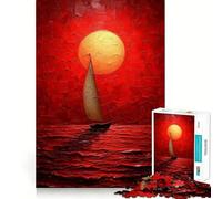 Sailboat in Sunset Ocean 1000 Pieces Jigsaw Puzzles for Adults Memory Gain Calm Mind Design Assembly Creative Gift (38x52cm)