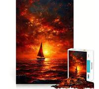 Sailboat in Sunset Ocean Hard Jigsaw Puzzle for Adults 1000 Pieces Recall Boost Quiet Calm Smooth Cut Classic Gift (38x52cm)
