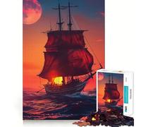 Sailboat in Sunset Ocean Jigsaw Puzzles 1000 Piece for Adults Smart Reason Toy Casual Fun Smooth Edge Wall Art Decor (50x75cm)