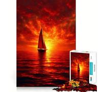 Sailboat in Sunset Ocean Jigsaw Puzzles for Adults 1000 Pieces Brain Skill Relaxed Mind Exact Edge Art Collection Piece (38x52cm)
