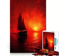 Sailboat in Sunset Ocean Jigsaw Puzzles for Adults1000 Pieces Mind Skill Toy Quiet Hobby Design Assembly (38x52cm)
