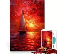 Sailboat in Sunset Ocean Jigsaw Puzzles for Adults1000 Pieces Mind Skill Toy Quiet Hobby Design Assembly (38x52cm)