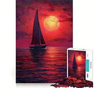 Sailboat in Sunset Ocean Puzzle for Teenagers 1000 Pieces Smart Reason Toy Stress Release Sharp Edge Birthday Gift (38x52cm)