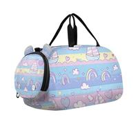 Sailboat Island Cartoon Kids Cute Gym Bag with Shoes Compartment Multifunctional Carry On Overnight Bag for Travel, Sports, Fitness & Workout