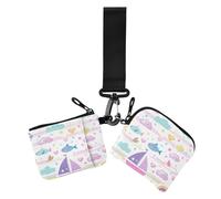 Sailboat Island Cartoon Women's Coin Pouches Card Holder Cute Fashion Zipper Wallet Coin Bag with Keychain for Girls 2 Pcs de credito para hombre, Sailboat, Island cartoon, Modern