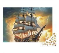 Sailboat Jigsaw Puzzle Blue Sea Vessel 1000 Pieces Matte Finish Thick Cardboard Group Activity Birthday Gift for Adults Family Advanced Teenagers 70x50cm/1000pcs