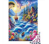 Sailboat Jigsaw Puzzle Ocean Fantasy Creature Swarm Adult Jigsaws Impossible Hard Difficult Challenging Puzzles for Adults Kids 52x38cm/1000pcs