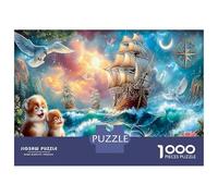 Sailboat Jigsaw Puzzles Puzzles for Adults Kids. 1000 Pieces Magical Sea Voyage Impossible Challenge Toy Educational Game Home Decoration for Educational Games Gifts 70x50cm/1000pcs