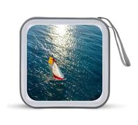 Sailboat Ocean Boating Seascape Scenic CD Case Holder Portable 40 Capacity DVD Wallet Storage Organizer for Car Travel