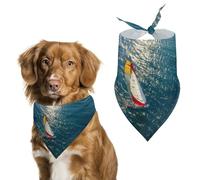 Sailboat Ocean Boating Seascape Scenic Dog Bandana Adjustable Pet Scarf Bib Cute Triangle Handkerchief for Dogs Cats Gifts