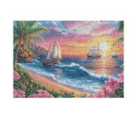 Sailboat Ocean Sunset 300 Piece Jigsaw Puzzle for Adults Hallway Wall Art Statement Piece Precision Cut for Interior Design Lovers 300 PCS