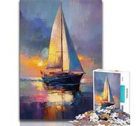 Sailboat Oil Painting Jigsaw Puzzles for Adults 1000 Jigsaws,Family Game Stress Reliever Difficult Challenge Gifts for Friends And Family (38x26cm)