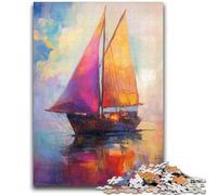 Sailboat Oil Painting Jigsaw Puzzles for Adults 1000 Piece,Help The Brain Exercise Addictive Toys to Cultivate Patience Parent-child Interaction (50x75cm)