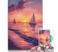 Sailboat Oil Painting Jigsaw Puzzles for Adults 1000,Staycation Kill Time Every Piece Is Unique - Challenging Family Fun Game (75x50cm)