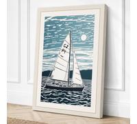 Sailboat on Choppy Waters Canvas Wall Art Print 18x12 Inch