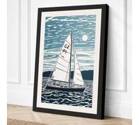 Sailboat on Choppy Waters Canvas Wall Art Print 18x12 Inch