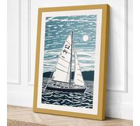 Sailboat on Choppy Waters Canvas Wall Art Print 36x24 Inch