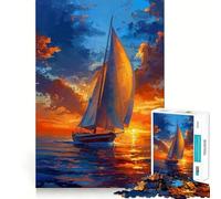 Sailboat on The Beach 1000 Piece Jigsaws for Teenagers Puzzle Smart Game Group Play Image Assembly Wall Art Decor (38x52cm)