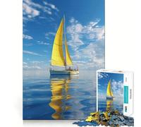 Sailboat on The Beach 1000 Pieces Jigsaw Puzzles for Teenagers Logic Train Toy Quiet Fun Smooth Cut Lovely Gift (50x75cm)
