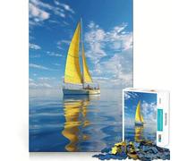 Sailboat on The Beach Jigsaw Puzzle 1000 Piece for Adults Intellect Toy Soothing Fun Precise Cut (38x26cm)