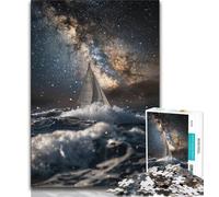 Sailboat on The Sea Under The Galaxy 1000 Piece Jigsaw Puzzle for Adults Teens,Stress Reliever Difficult Challenge Unique Home Decor And Gifts (75x50cm)