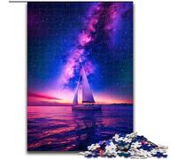 Sailboat on The Sea Under The Galaxy 1000 Pieces Jigsaw Puzzle for Adults& Teens, Decompressing Intellectual Educational Toy Educational Game for Birthday, Chrismas (26x38cm)