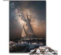 Sailboat on The Sea Under The Galaxy Jigsaw Puzzles for Adults 1000 Jigsaws, Educational Games Home Decoration Birthday Present, Gifts, Wall Art (26x38cm)