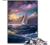 Sailboat on The Sea Under The Galaxy JigsawPuzzle 1000 Pieces for Teenagers, Suitable for Ages 14 And Up Family Fun It Is Ideal As A Gift for The Whole Family (26x38cm)