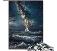 Sailboat on The Sea Under The Galaxy Puzzles 1000 Pieces for Adults, Challenging Game Toys Every Piece Is Unique - Challenging Family Fun Game (50x75cm)
