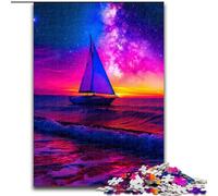 Sailboat on The Sea Under The Galaxy Puzzles for Teenagers Teens 1000pc Puzzle, Relax Games Enhance Love between Couples for Age 14 (26x38cm)