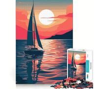 Sailboat on The Water Hard Jigsaw Puzzle for Adults 1000 Pieces Recall Boost Quiet Calm Smooth Cut Classic Gift (38x52cm)