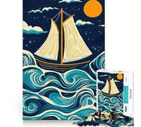 Sailboat on The Waves Jigsaw Puzzles for Teenagers 1000 Piece Boost Memory Serene Time Premium Cut Birthday Gift (38x52cm)