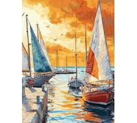 Sailboat Paint by Numbers for Adults Kits, Ocean Paint by Numbers Canvas Kits Without Frame for Kids Beginner, DIY Watercolor Acrylic Number Painting, Oil Painting Crafts, Home Decor 50x70cm -1952