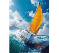 Sailboat Paint by Numbers for Adults, Ocean Painting by Numbers DIY Color Oil Painting Hobbies for Adults Women with Acrylic Paint Brush Set for Room Decor, Wall Art, Gifts 24x32 inches -zjn250768