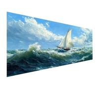 Sailboat Paint by Numbers Ocean Waves Adult Paint by Numbers Canvas Kits, Paint-by-Numbers 50X110cm, DIY Color Oil Painting Acrylic Paints, Without Frame, Room Decor, Christmas Decorations L6-452