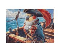 Sailboat Pirate Parrot 300 Piece Jigsaw Puzzle Animal Pet For Men Educational Decompression Adults Anxiety Memory Care Mothers Valentines Gift Sturdy Paperboard 300 PCS