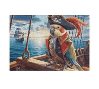 Sailboat Pirate Parrot 300 Piece Jigsaw Puzzle for Adults Fantastic Beasts Date Night Activity Couple Bonding Beautiful Design Ideal Anniversary Present 300 PCS