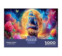 Sailboat Recycled Paper Wizard Under Moon & Roses Jigsaw Puzzle Interactive Family Activity 52x38cm/1000pcs