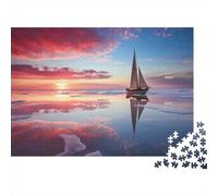 Sailboat Reflections on Water-2 Adult Jigsaw Puzzle, 1000 Pieces, 38x26cm/1000pcs, for Calm Hands-on Time after Work; White Card with A Low-dust Finish